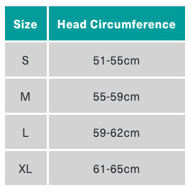 Size chart for Smith Helmets