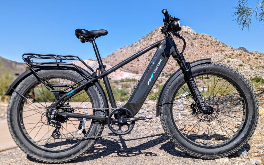 Side profile of the Lectric XPeak 2.0 step-over frame, highlighting its sturdy design.