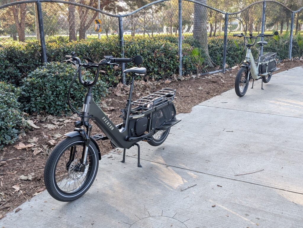 Front Angle View of 2 Aventon Abound LR Models in Sage and Stealth