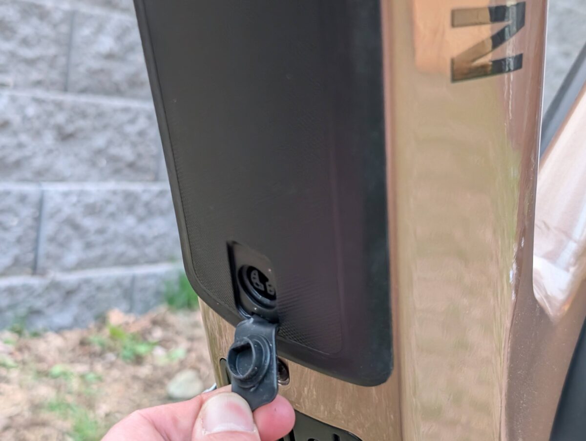 Charging Port on the Underside of the Downtube on the Aventon Aventure 3