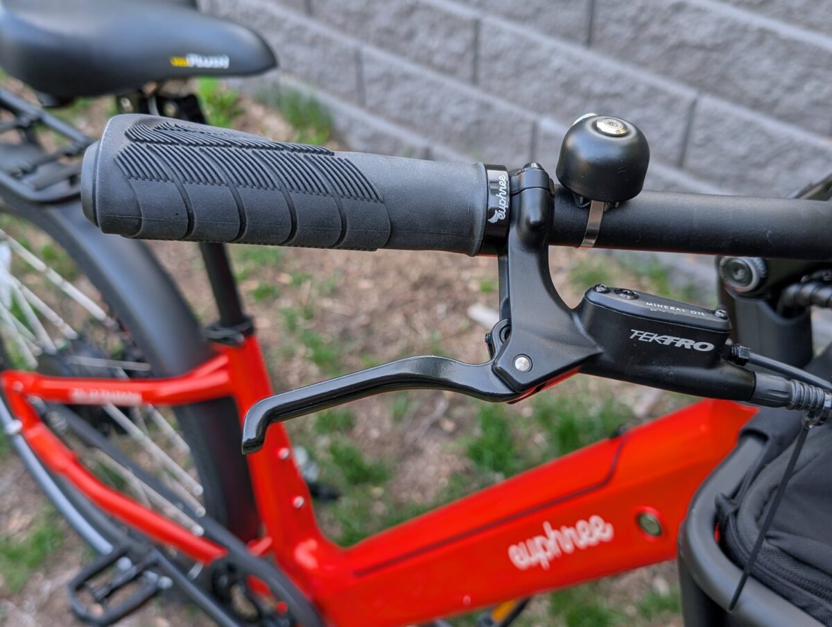 Tektro Hydraulic Disc Brake Lever with Motor Cutoff on the Euphree Solar Sparrow