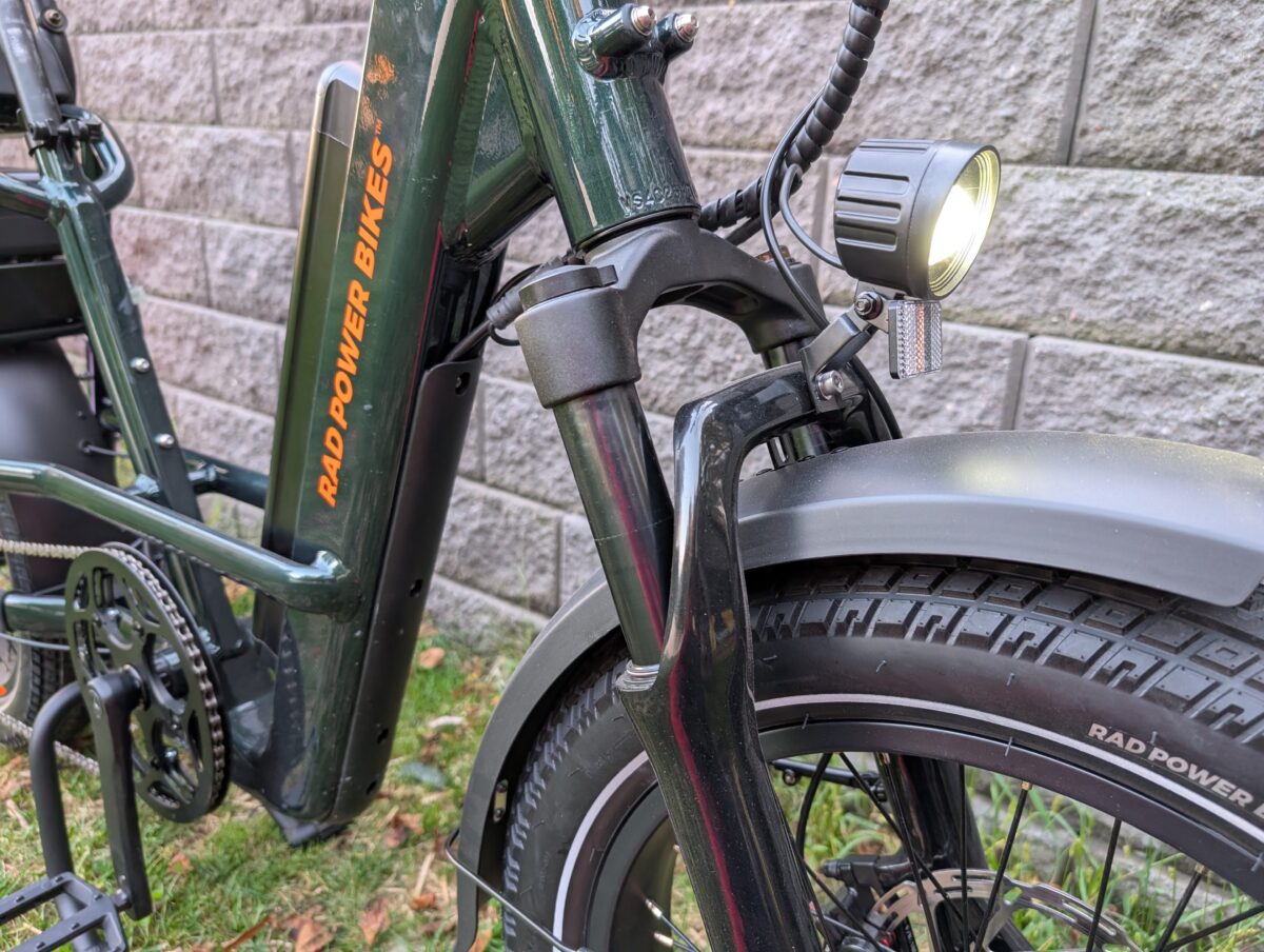 80mm Travel Suspension Fork with Preload and Lockout on the RadRunner Max