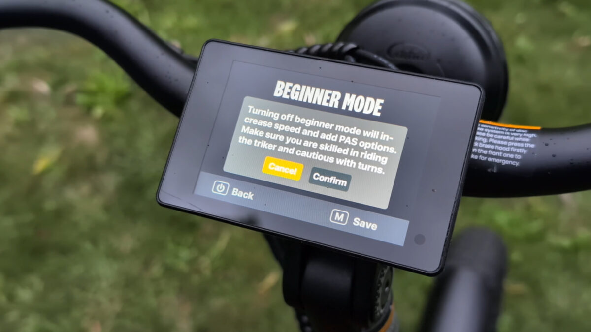Beginner mode warning Velotric Triker