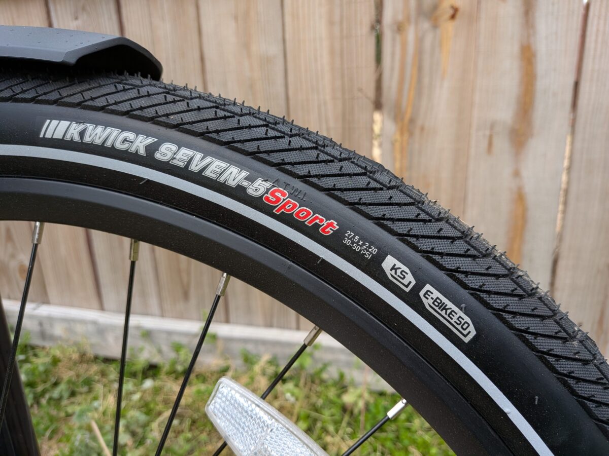 27.5X2.2-inch Kenda Kwick-Seven 5 Sport Tires on the Aventon Level 4 REC