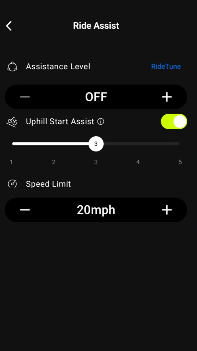 Ride Assist Settings in the Aventon App for the Level 4 ADV