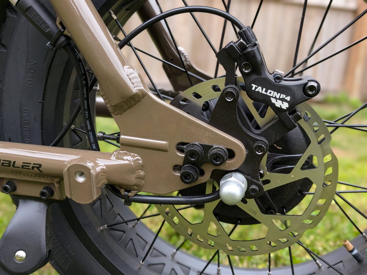 Talon P4 4-Piston Hydraulic Brakes with 180mm Rotors on the Juiced Scrambler