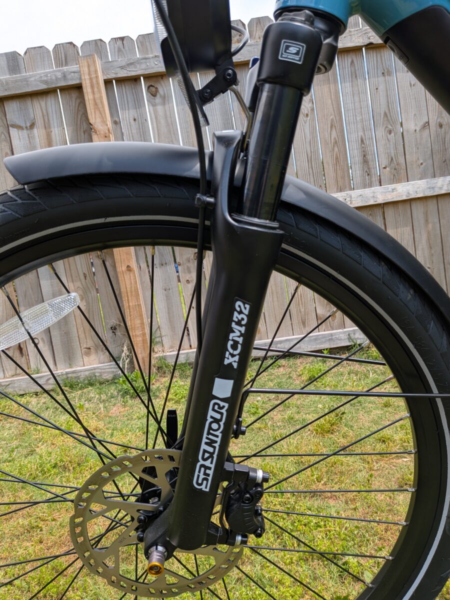 SR Suntour XCM 32 Suspension Fork on the Lectric XPress 2