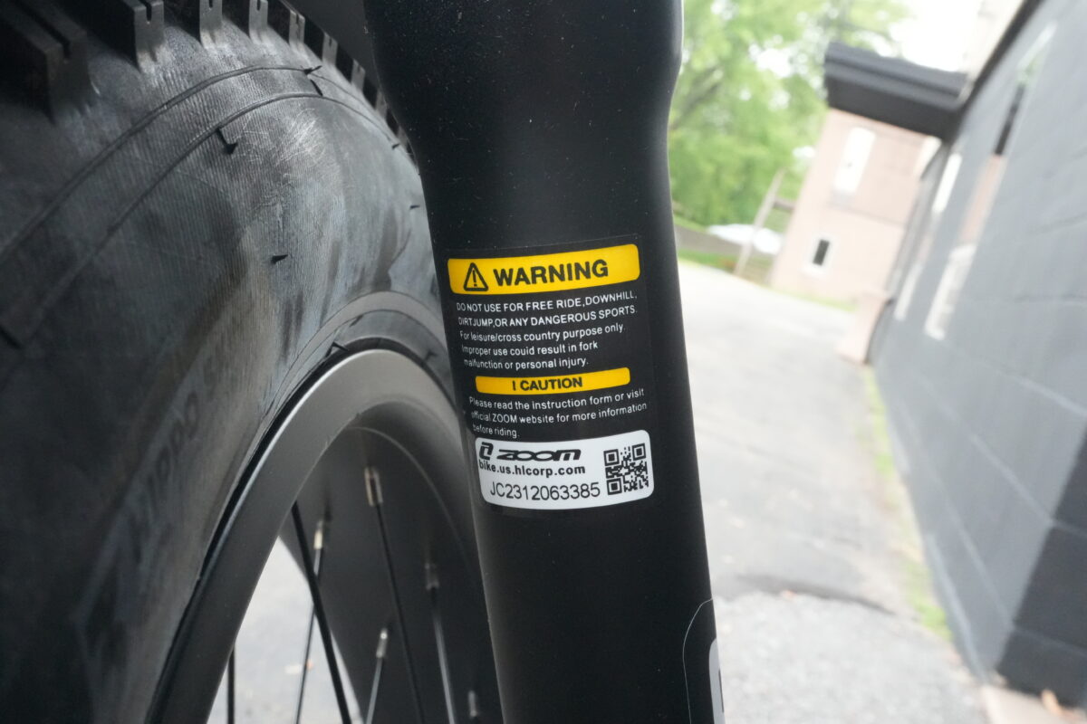 Zoom Fork Warning Label Gotrax Tundra