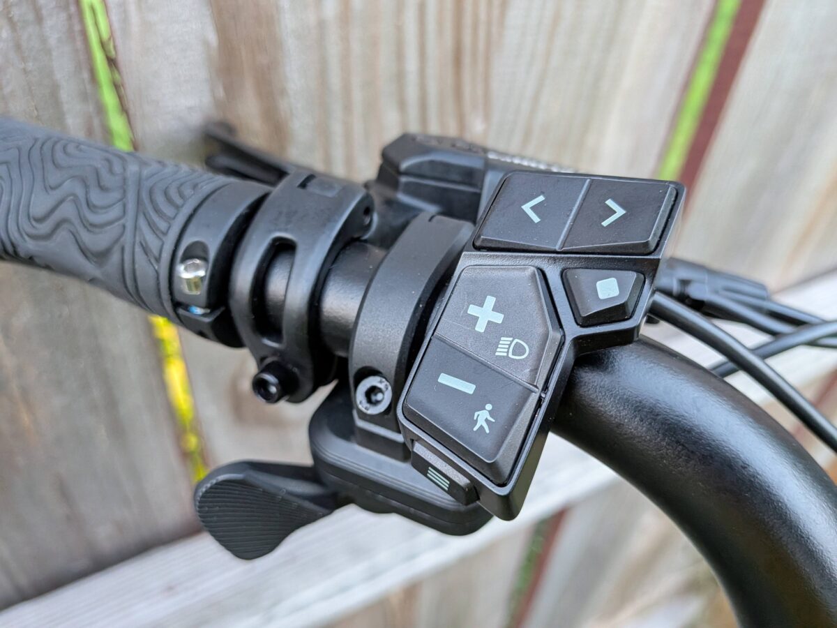 Handlebar control pad on the Monarc Marker