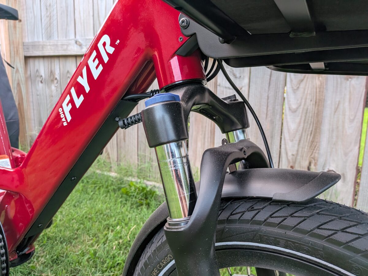 Zoom suspension fork and Flyer head badge on the Radio Flyer Flyer Loop