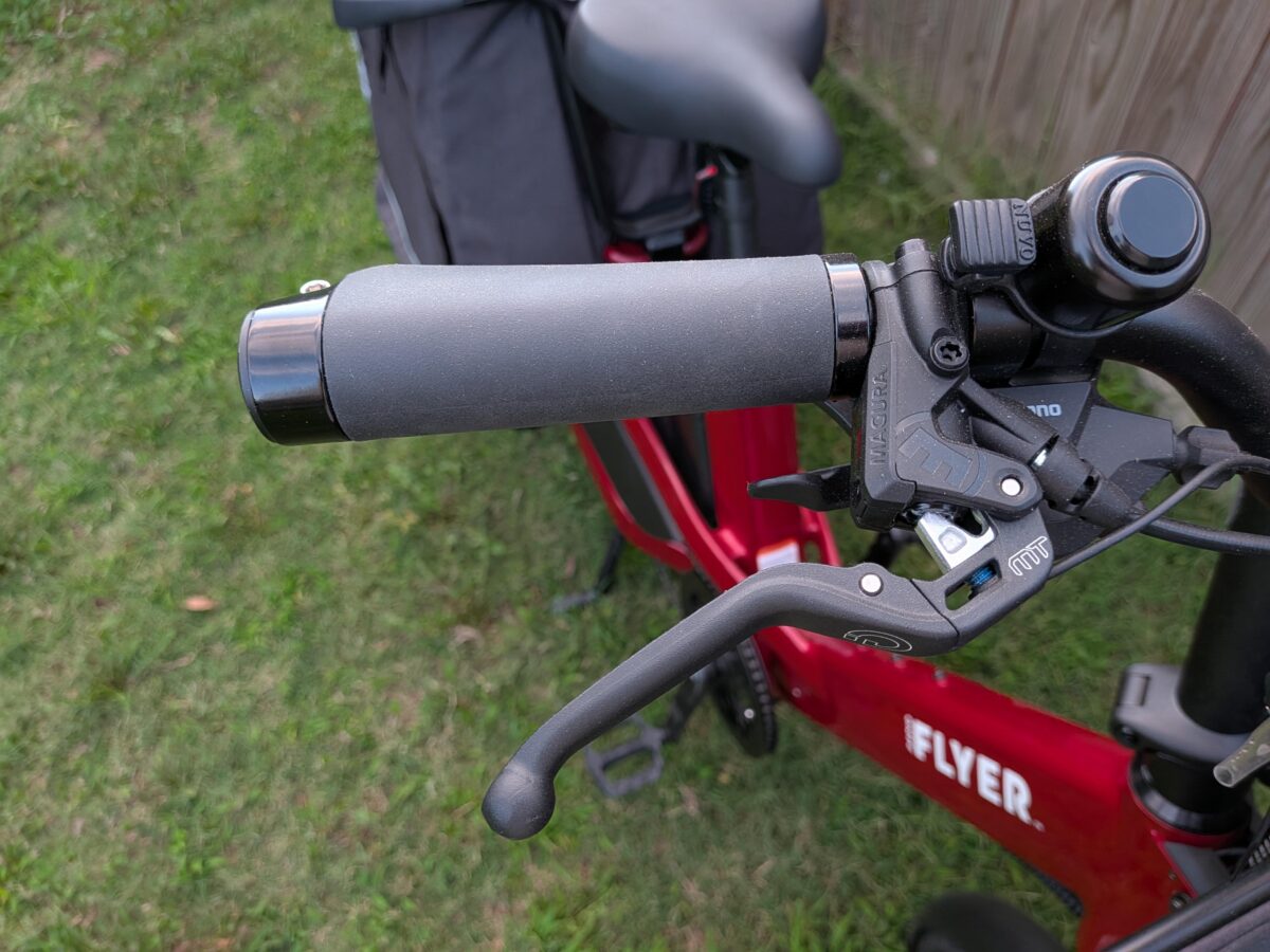 Right grip, bell, and Magura brake lever on the Radio Flyer Flyer Loop