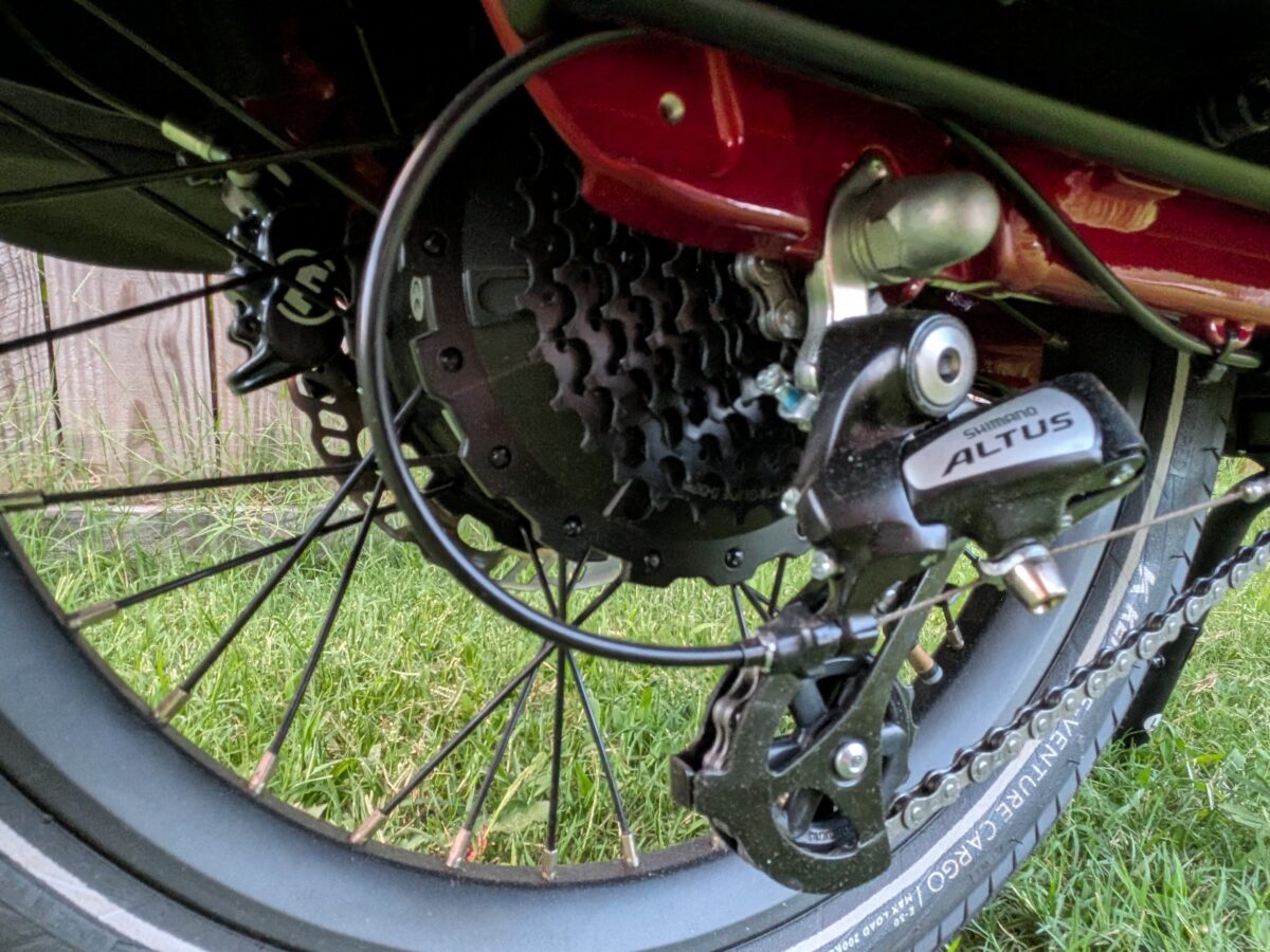 Shimano Altus rear derailleur and cassette on the Radio Flyer Flyer Loop