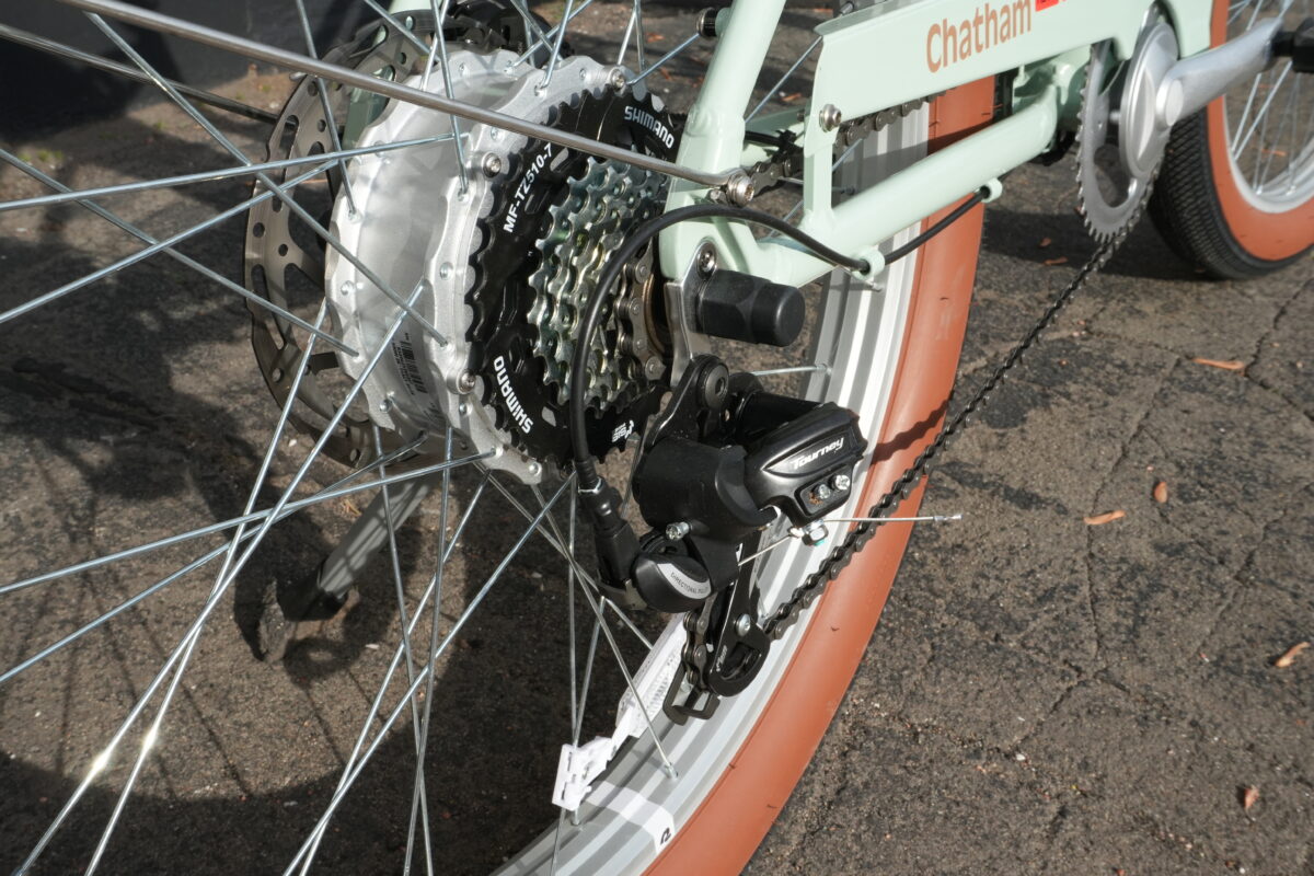 Shimano Tourney Derailleur and Mega-Range Cassette on the Retrospec Chatham Rev+ 2