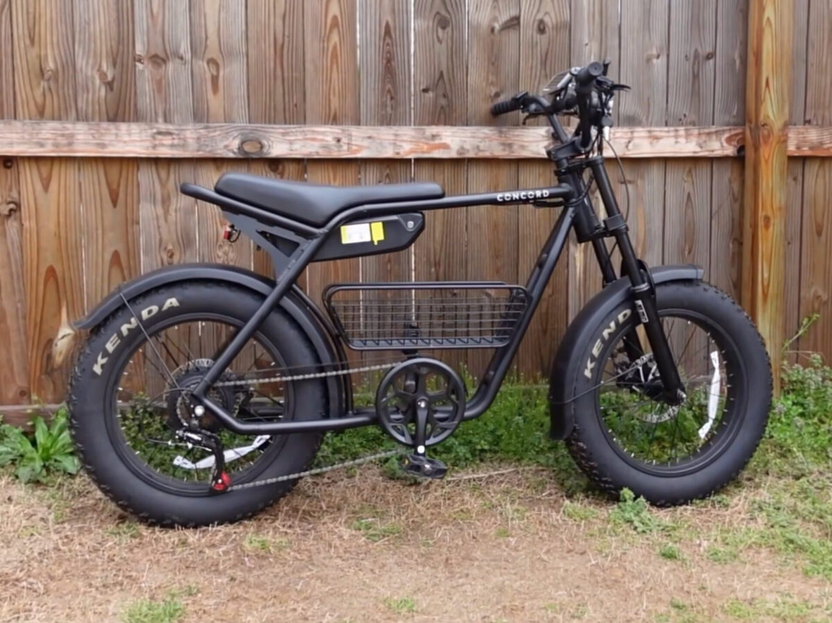 Walmart Concord Voltic moped-style ebike profile in matte black