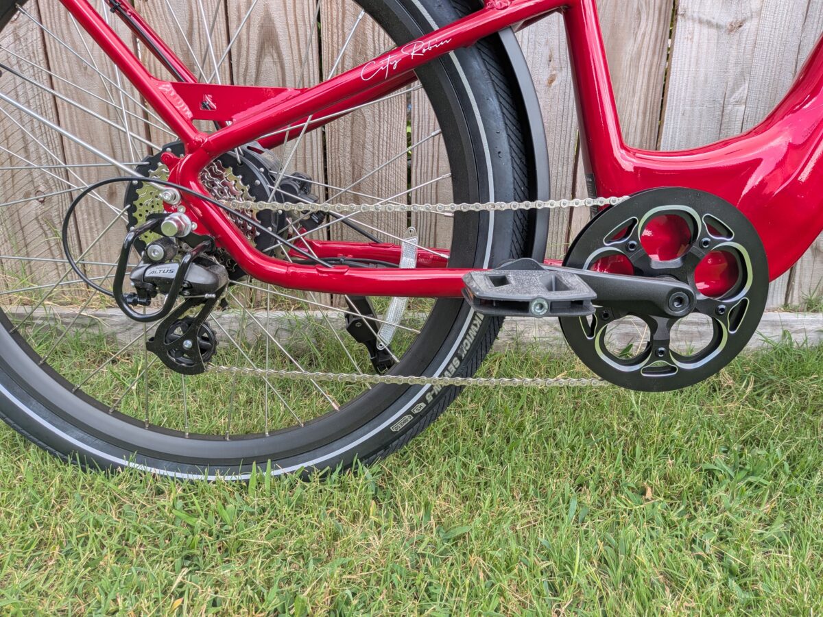 Drivetrain with 50T double-sided chainring and 10-32T freewheel on the Euphree City Robin 3