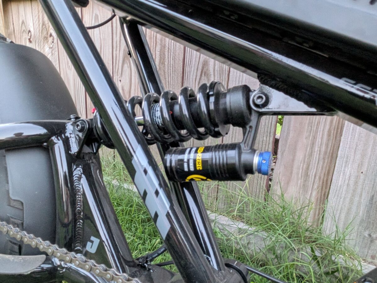 Rear KKE coil shock on the Juiced Scrambler Full Suspension