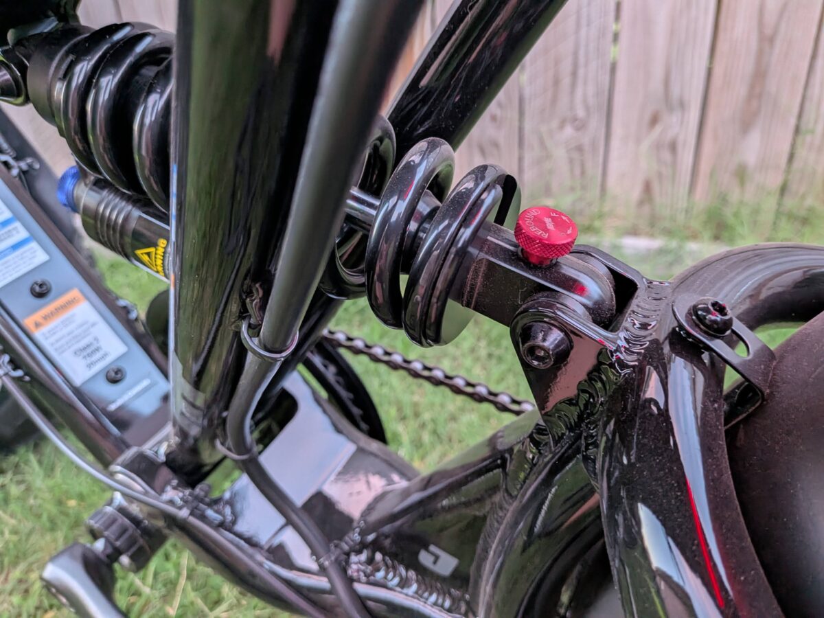 Rear coil shock rebound adjuster on the Juiced Scrambler Full Suspension