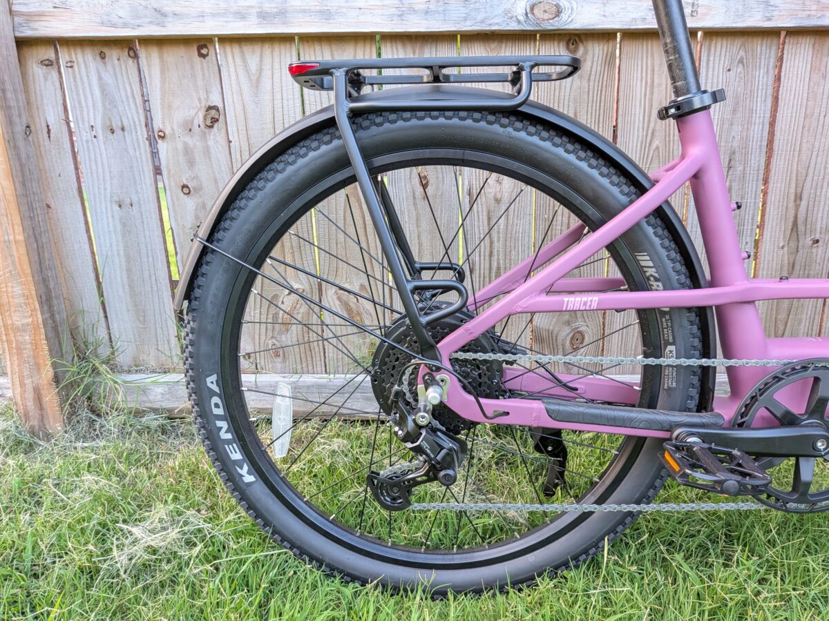Profile of the Monarc Tracer's rear tire, fender, and MIK rack