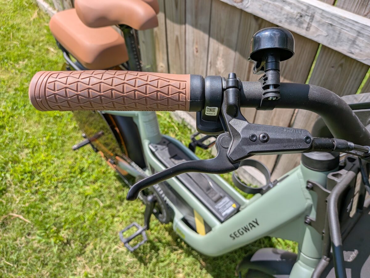 Segway hydraulic brake levers mounted on the handlebars.