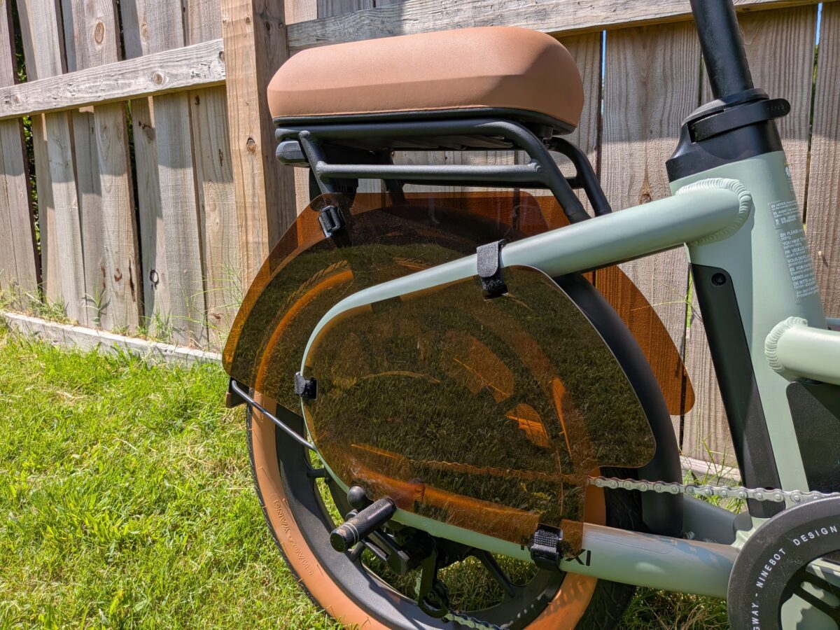 Protective wheel guard from the Segway MUXI passenger pack.