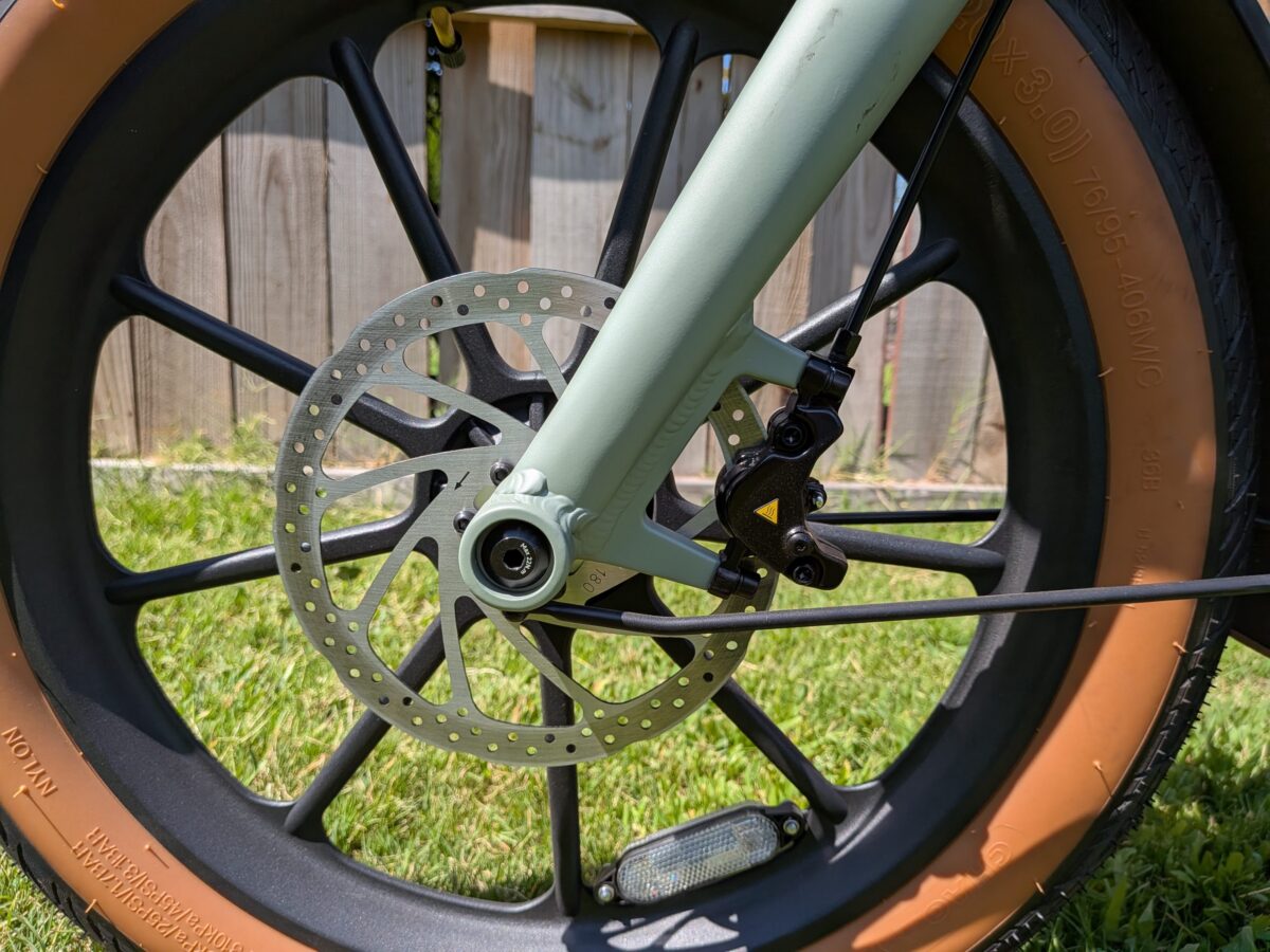Front 180mm brake rotor and Segway hydraulic 2 piston caliper.