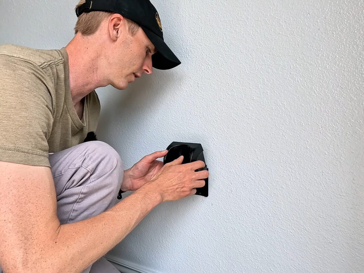 Steadyrack ProFlex rear tire wall protector installed on a garage wall