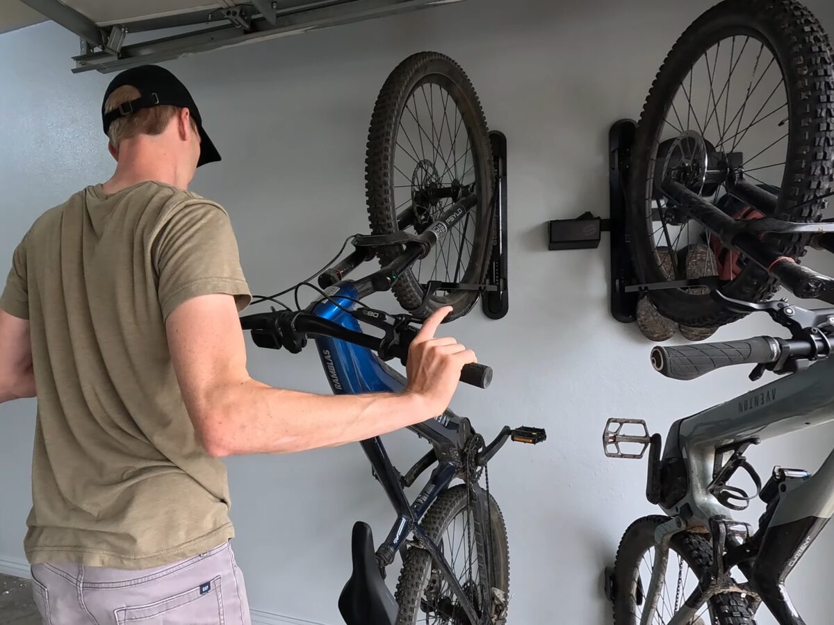 Aventon Ramblas being loaded into a Steadyrack ProFlex rack