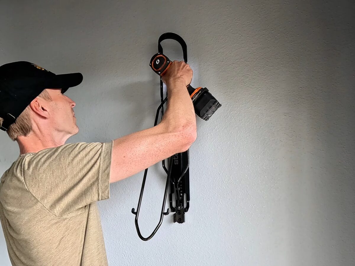 Bolting a Steadyrack ProFlex rack to a garage wall