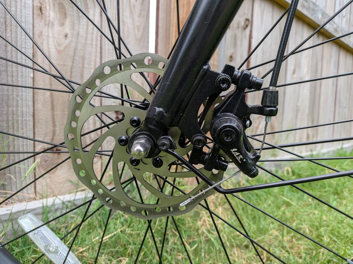 Mechanical disc brake caliper on the Concord Commutr ebike