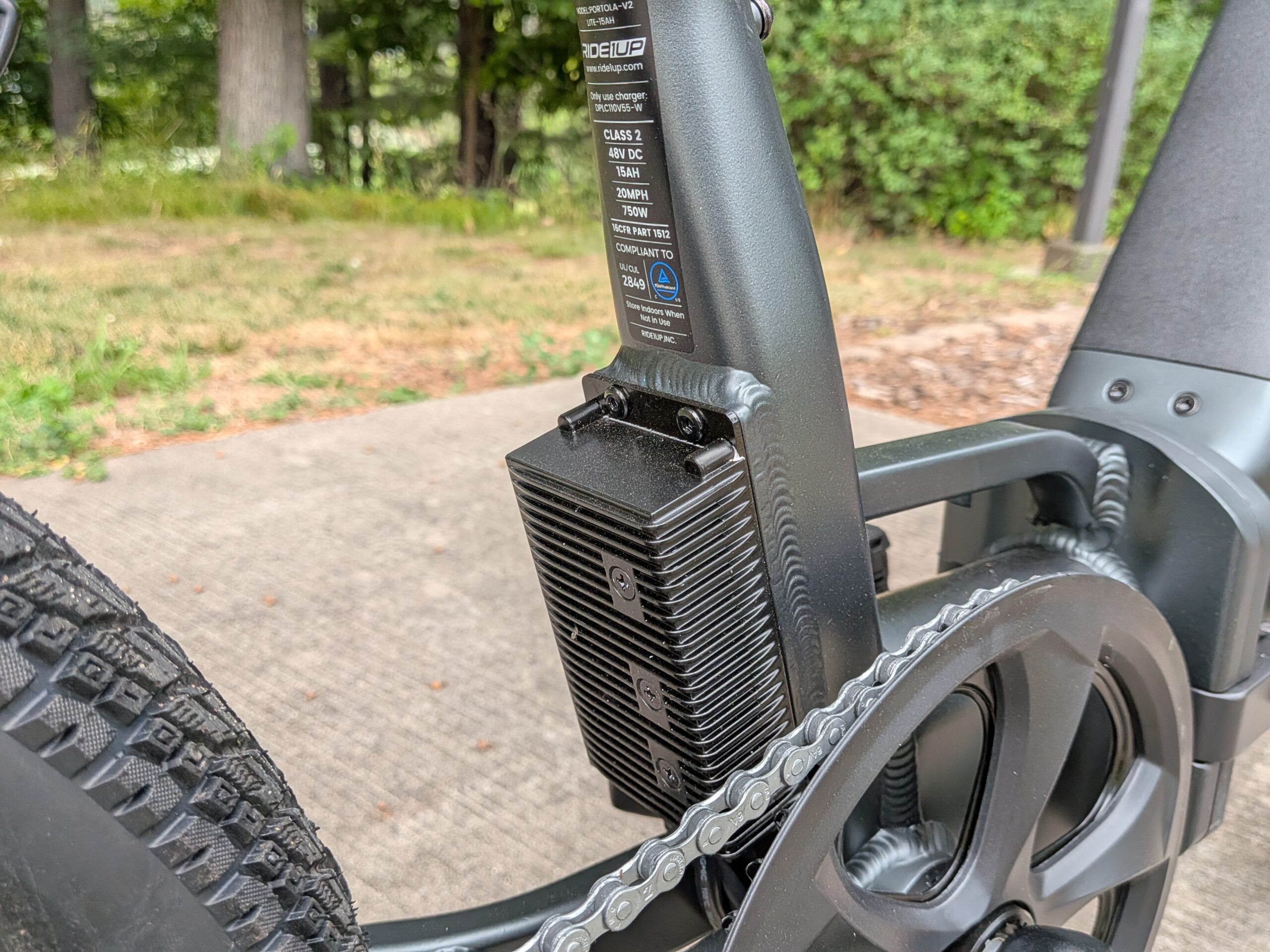 MIVICE CANbus controller mounted behind the seat tube on the Ride1Up Portola 02