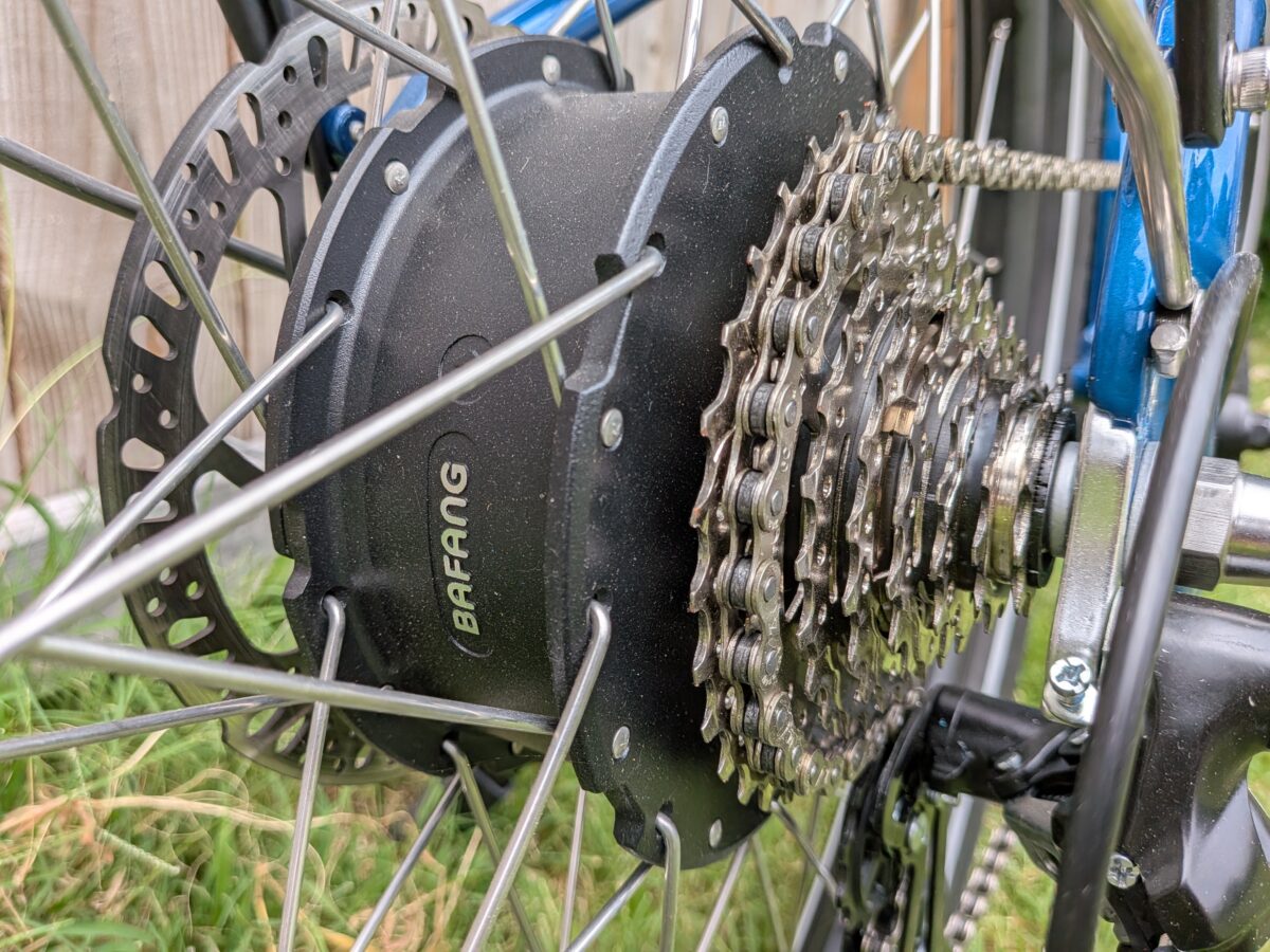 750W Bafang rear hub motor on the Euphree Solar Sparrow chain drive ebike