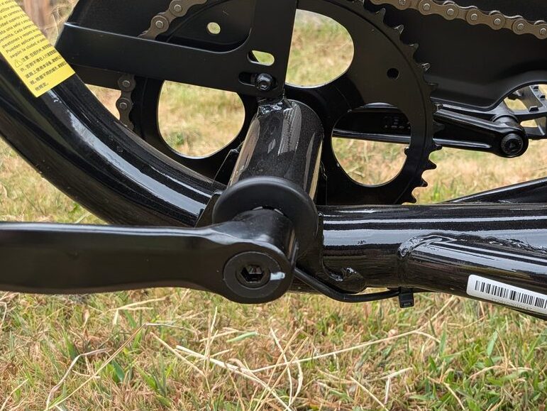 Gotrax Ranger 16 cadence sensor at the bottom bracket