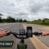 Monarc Marker display reading 16.3 mph next to a GPS speedometer app showing 16 mph on a BiKGrip phone holder