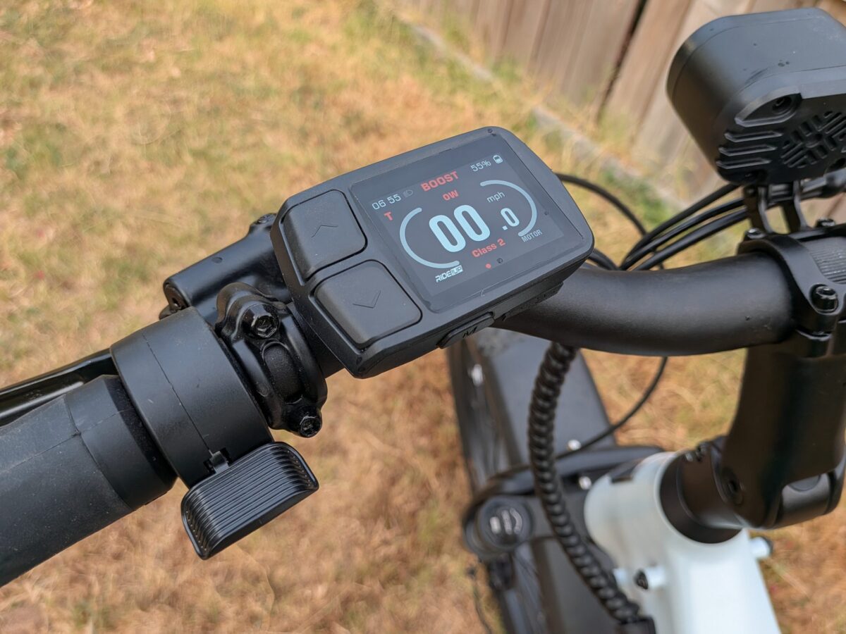 Vorsa FT display and thumb throttle from the rider's view