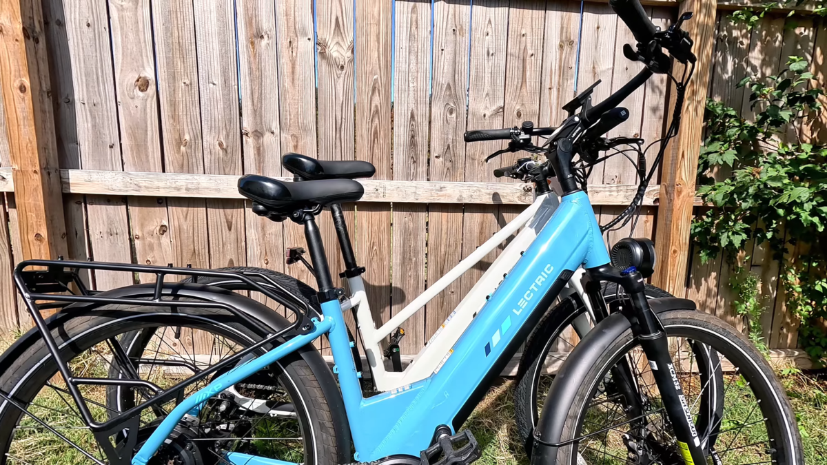 Lectric XPress 2 step-thru and Lectric XPress Lite mid-step side by side