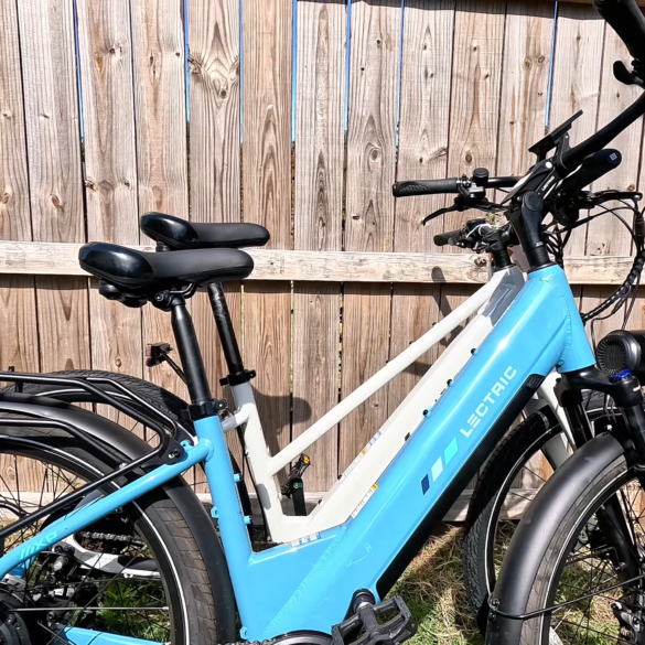 Lectric XPress 2 step-thru and Lectric XPress Lite mid-step side by side