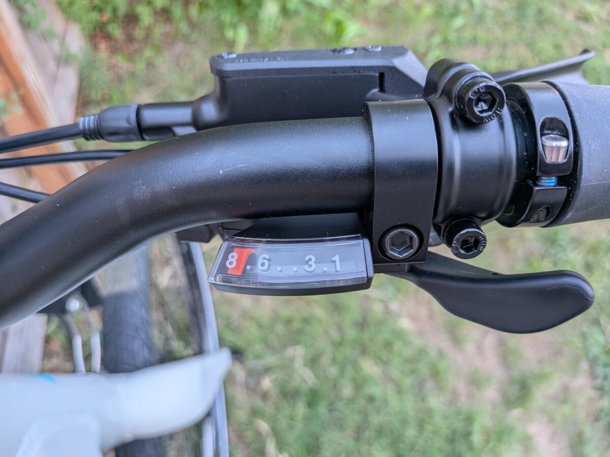 8-speed trigger shifter on the Lectric XPress Lite