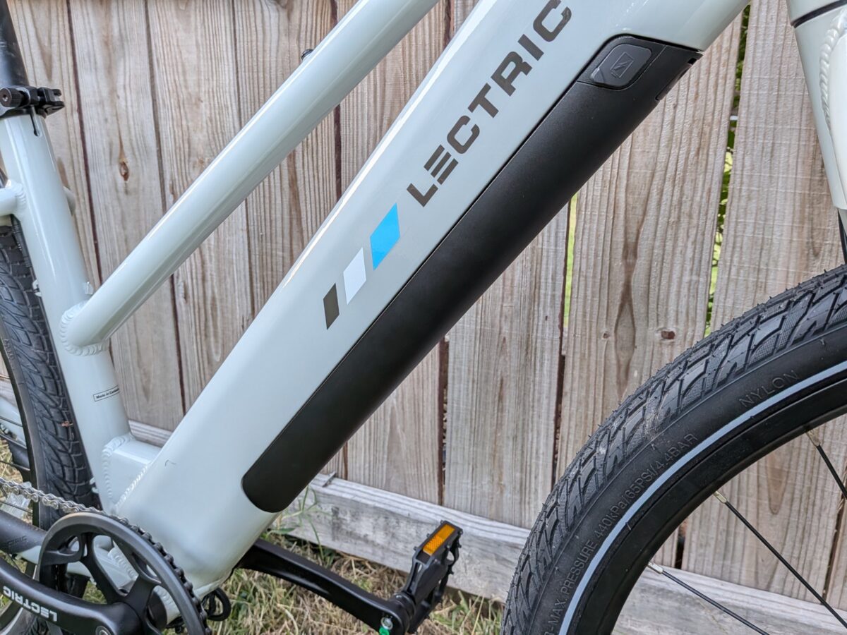 Semi-integrated down tube battery on the Lectric XPress Lite