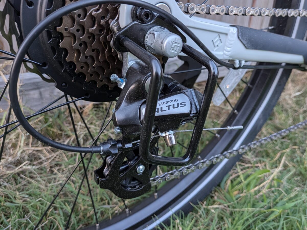 Shimano Altus 8-speed rear derailleur on the Lectric XPress Lite